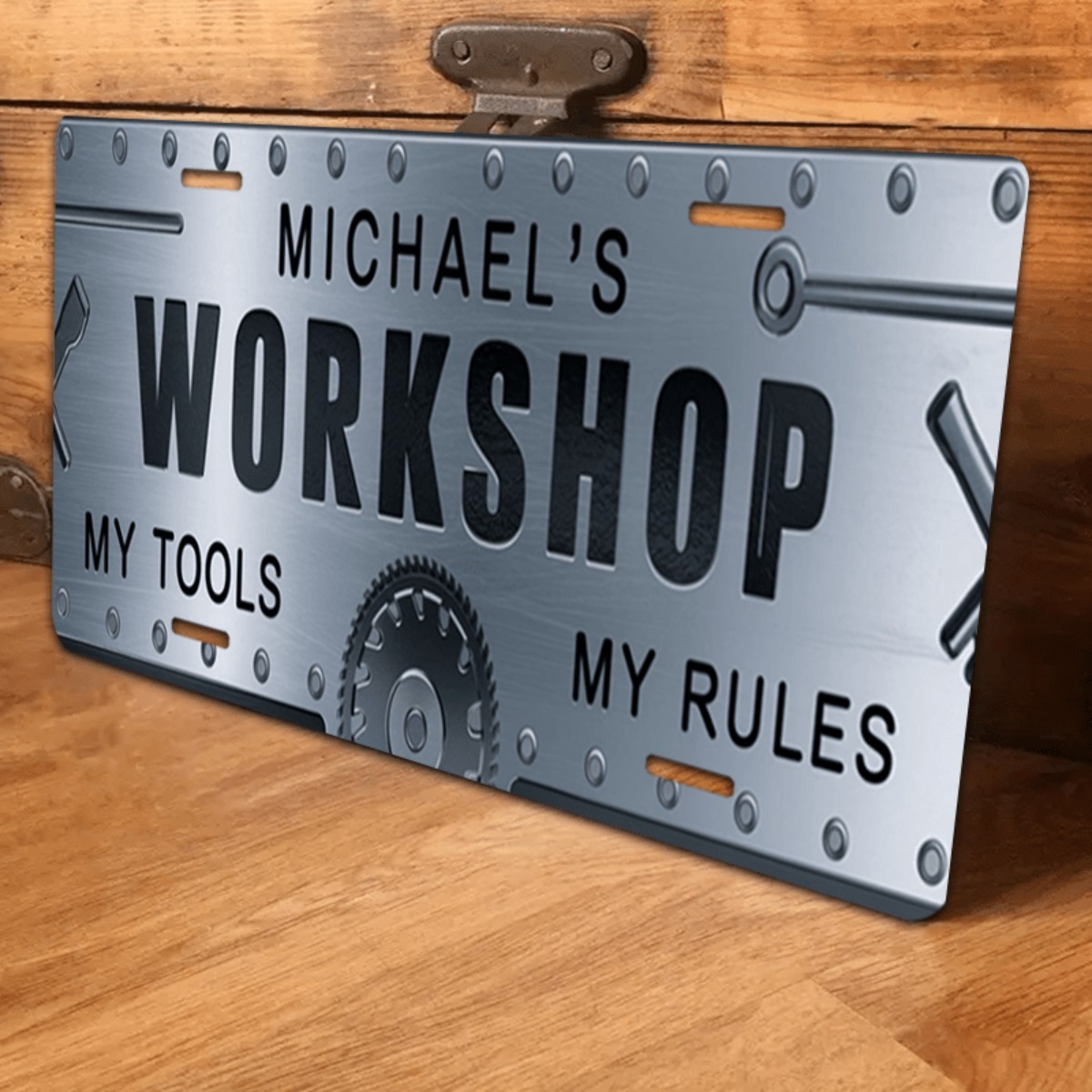 Workshop Tools And Names - Kişiselleştirilmiş İsim Atölyesi Alüminyum Tabela 6x12