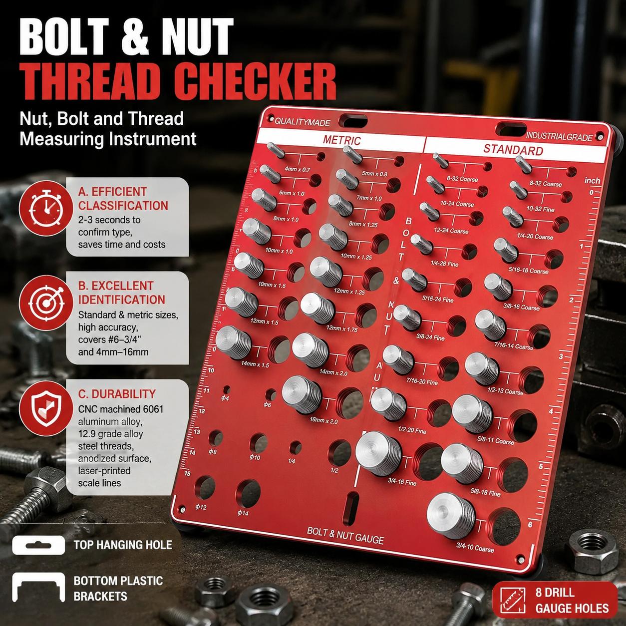 Tools For Woodworking Workshop - Standart ve Metrik Dişler için Somun
